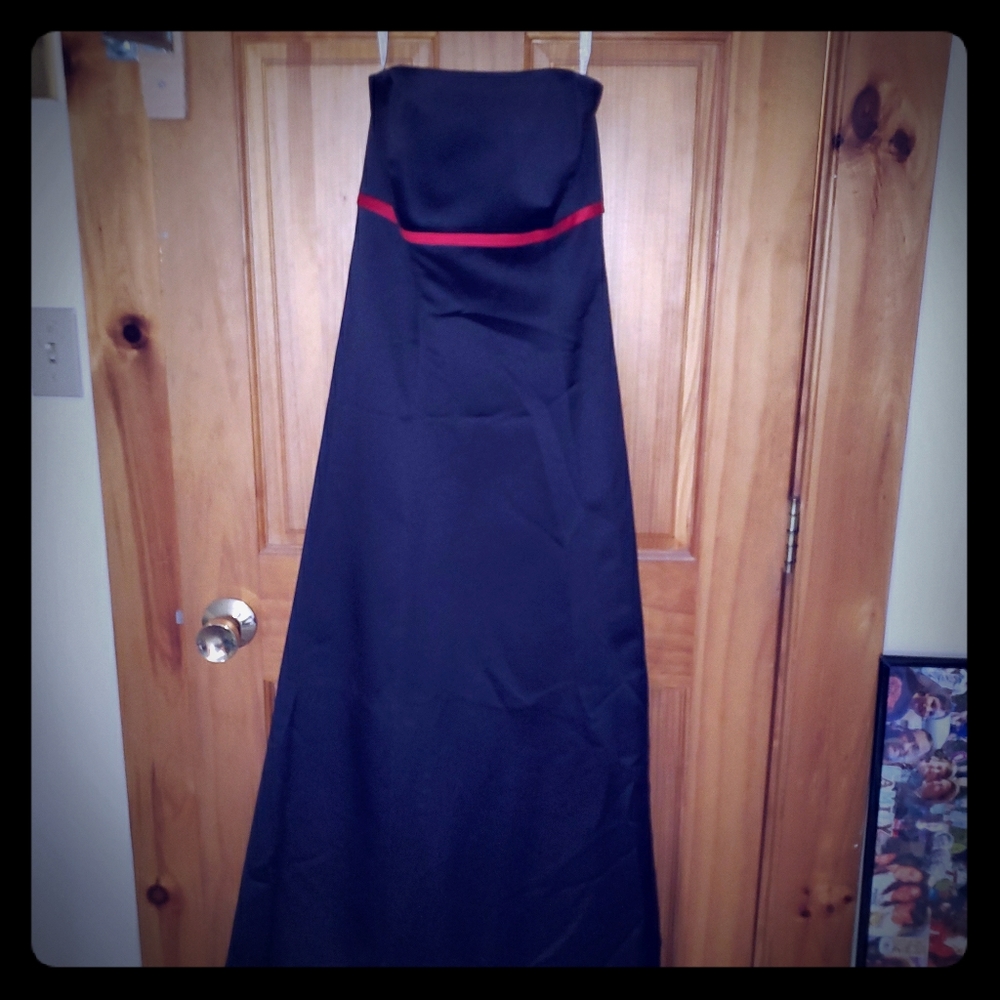 Strapless black silk dress